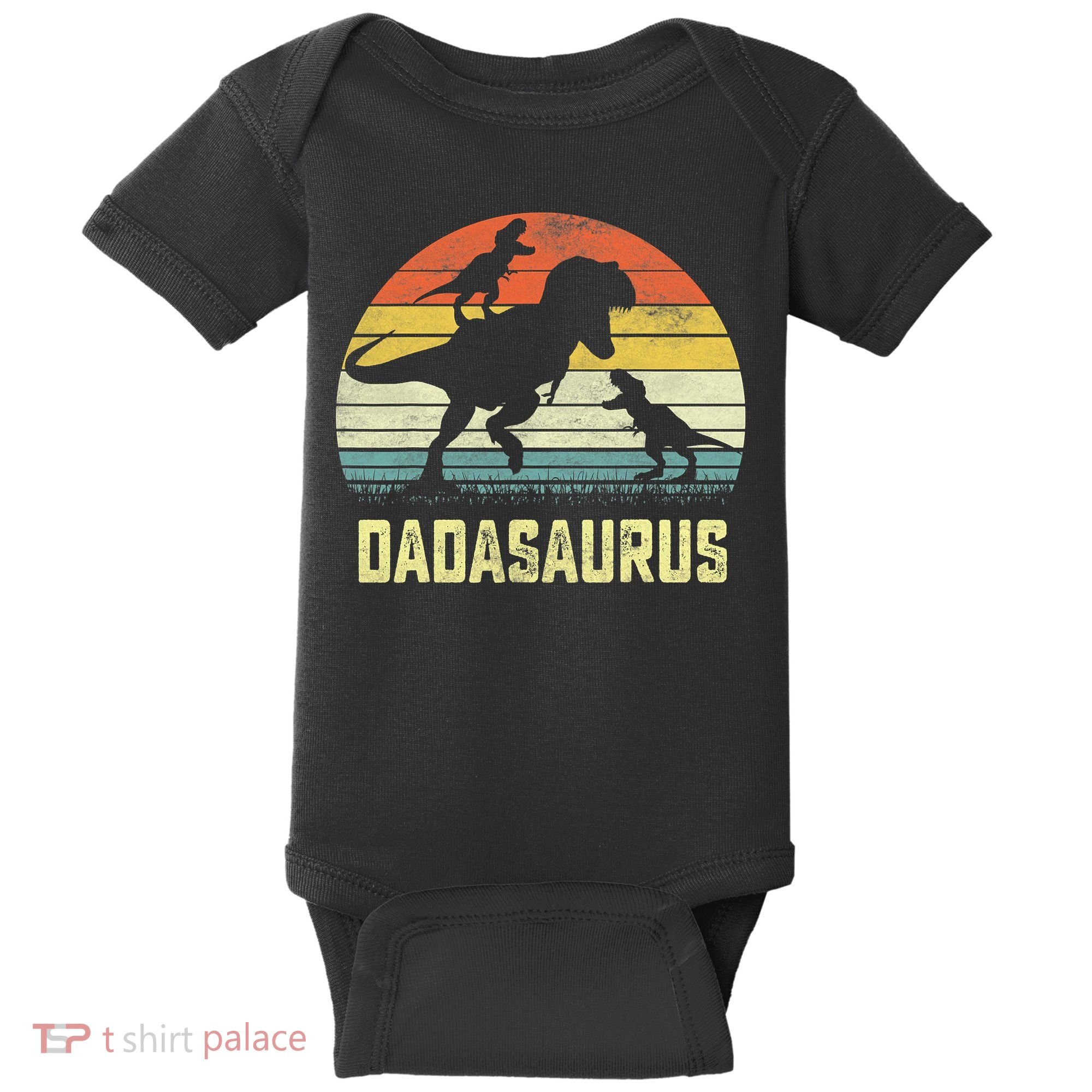 Dada Saurus T Rex Dinosaur Dada 2 Family Matching Baby Bodysuit