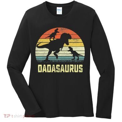 Dada Saurus T Rex Dinosaur Dada 2 Family Matching Women's Long Sleeve Shirt