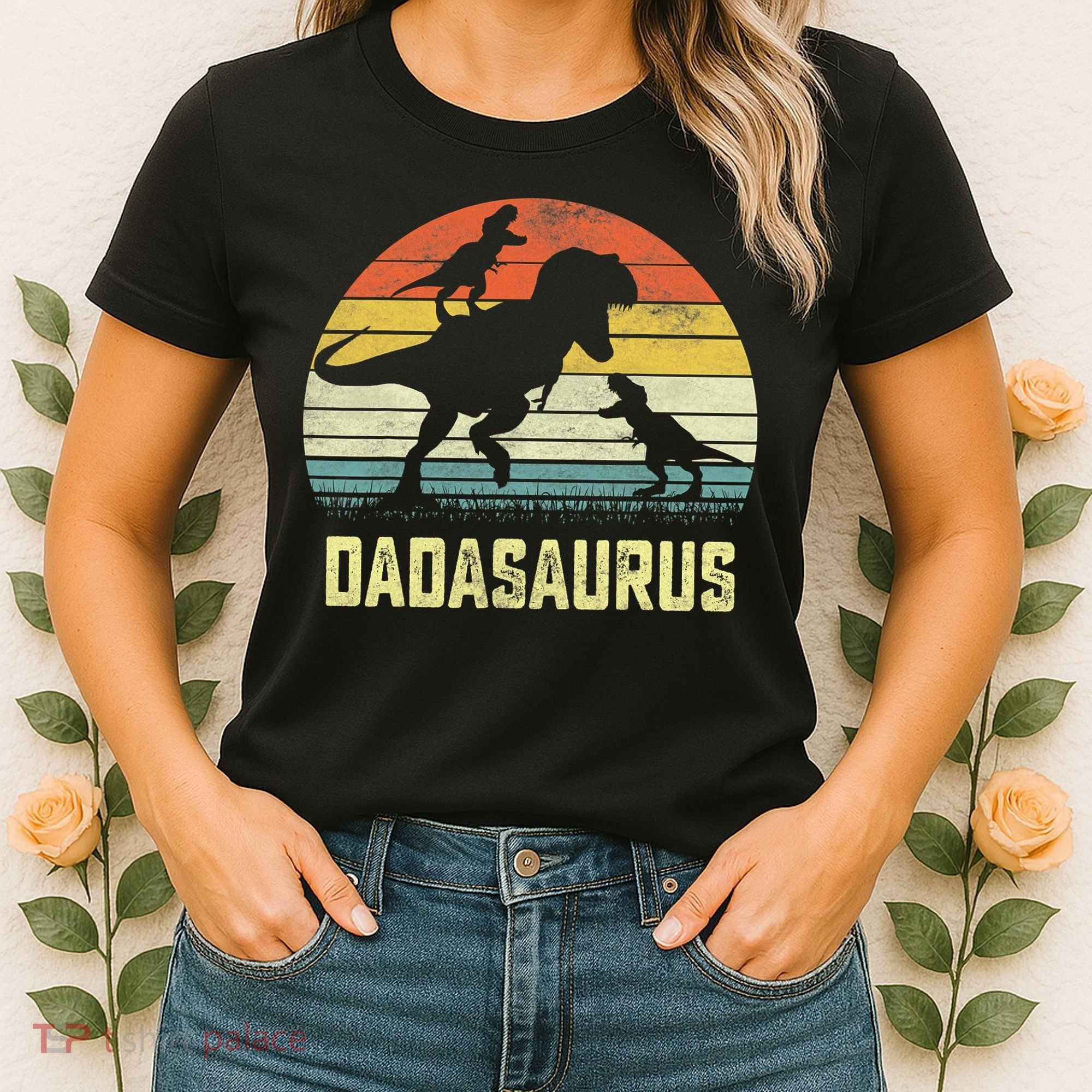 Dada Saurus T Rex Dinosaur Dada 2 Family Matching Women's T-Shirt