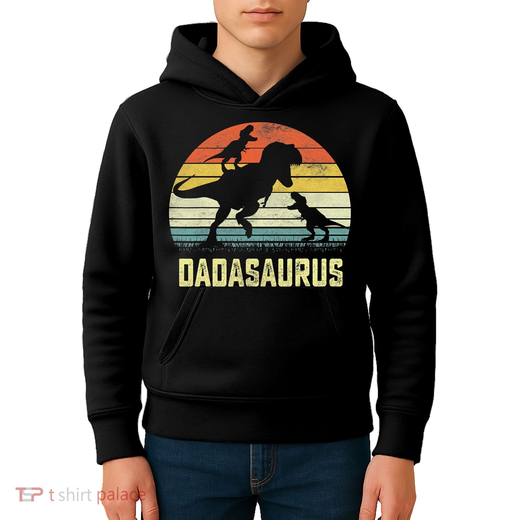 Dada Saurus T Rex Dinosaur Dada 2 Family Matching Kids Hoodie