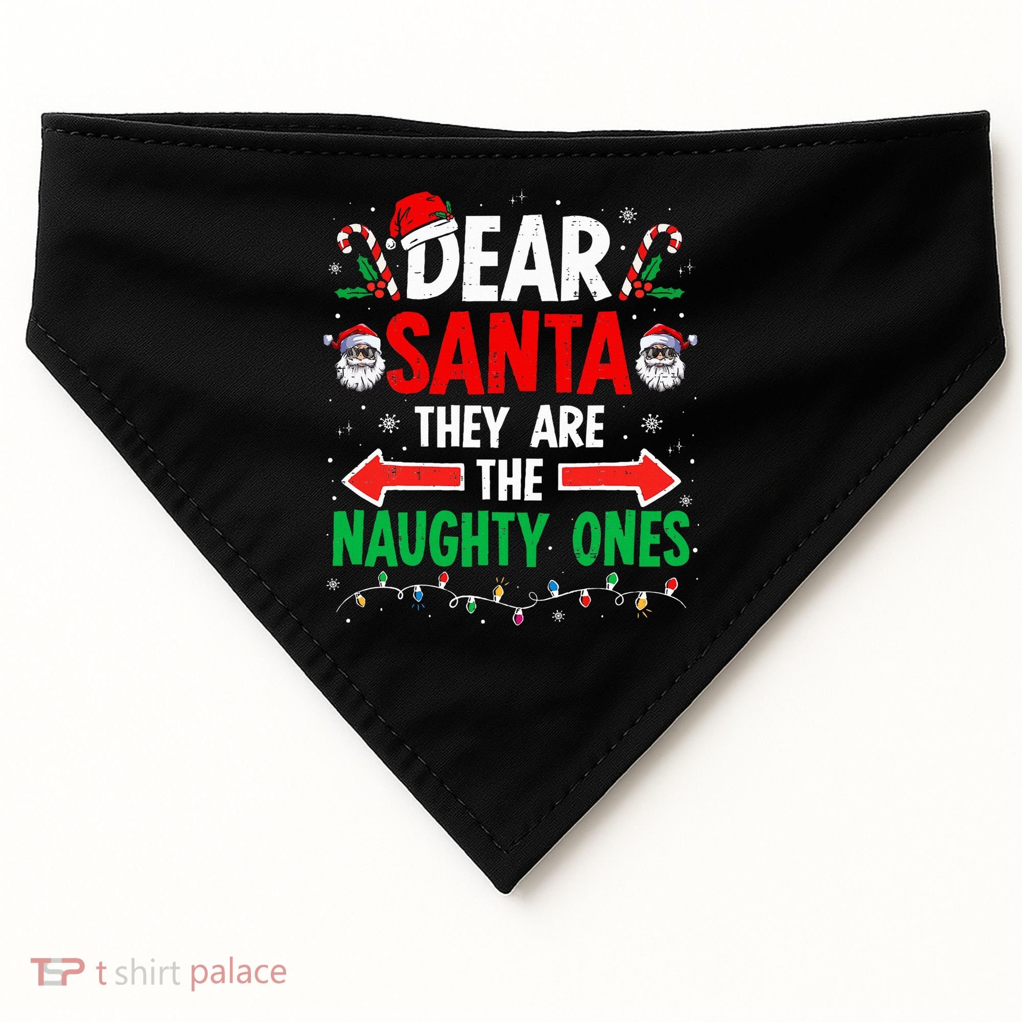 Dear Santa They Naughty Ones Christmas Xmas USA-Made Doggie Bandana