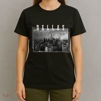 Dallas Skyline Texas Pride Vintage Black & White Photograph T-Shirt thumb 4