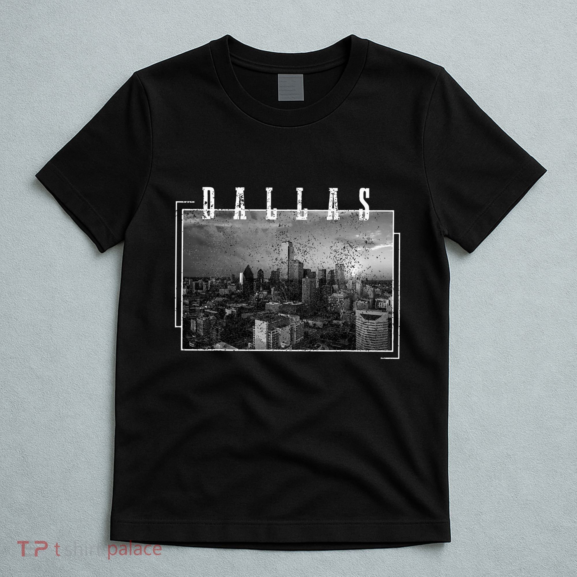 Dallas Skyline Texas Pride Vintage Black & White Photograph T-Shirt