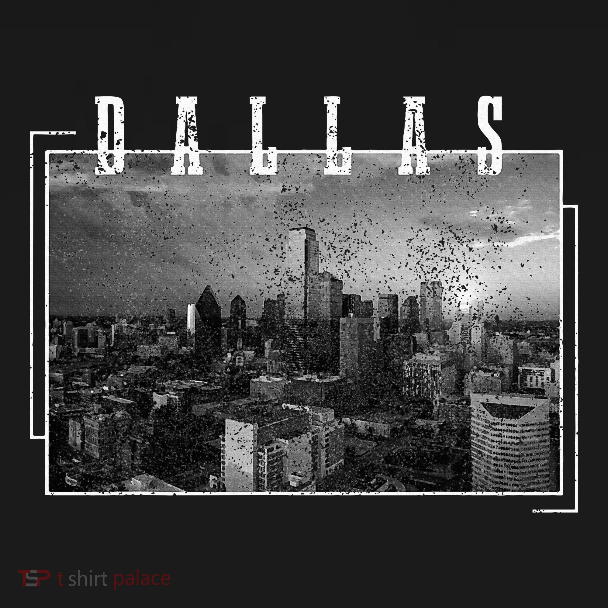 Dallas Skyline Texas Pride Vintage Black & White Photograph T-Shirt