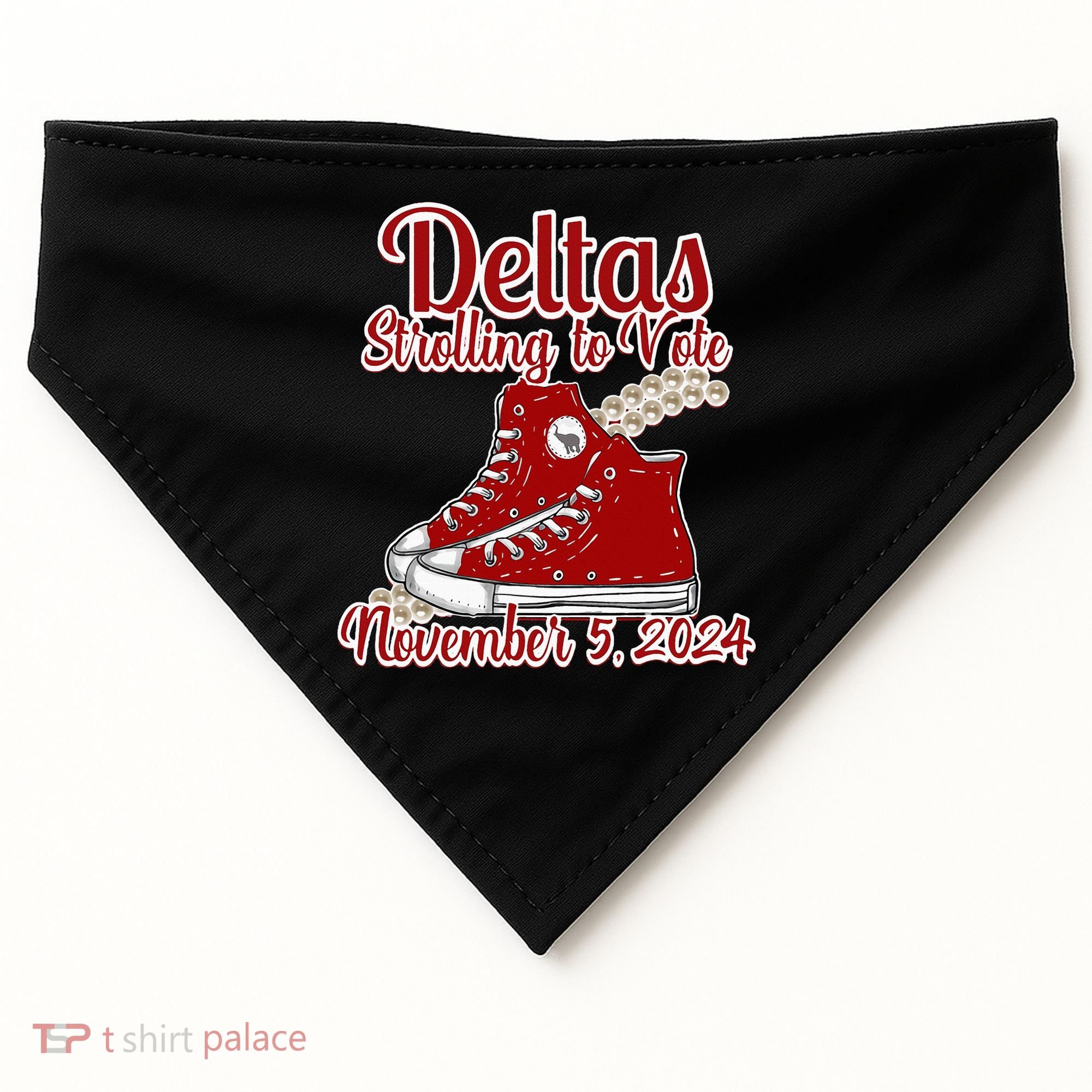 Deltas Strolling To Vote November 5 2024 Chucks And Pearls USA-Made Doggie Bandana