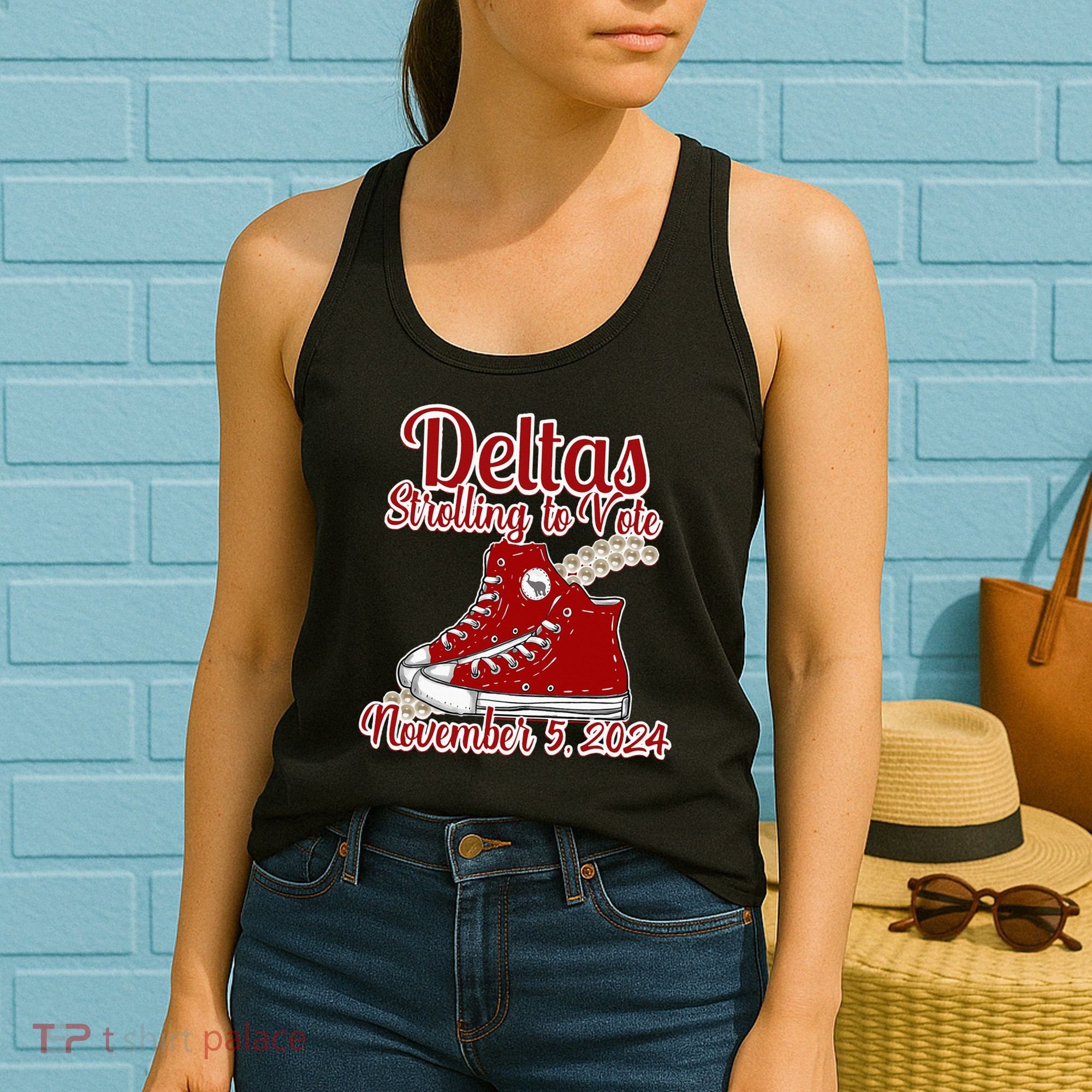 Deltas Strolling To Vote November 5 2024 Chucks And Pearls Women's Tank Top