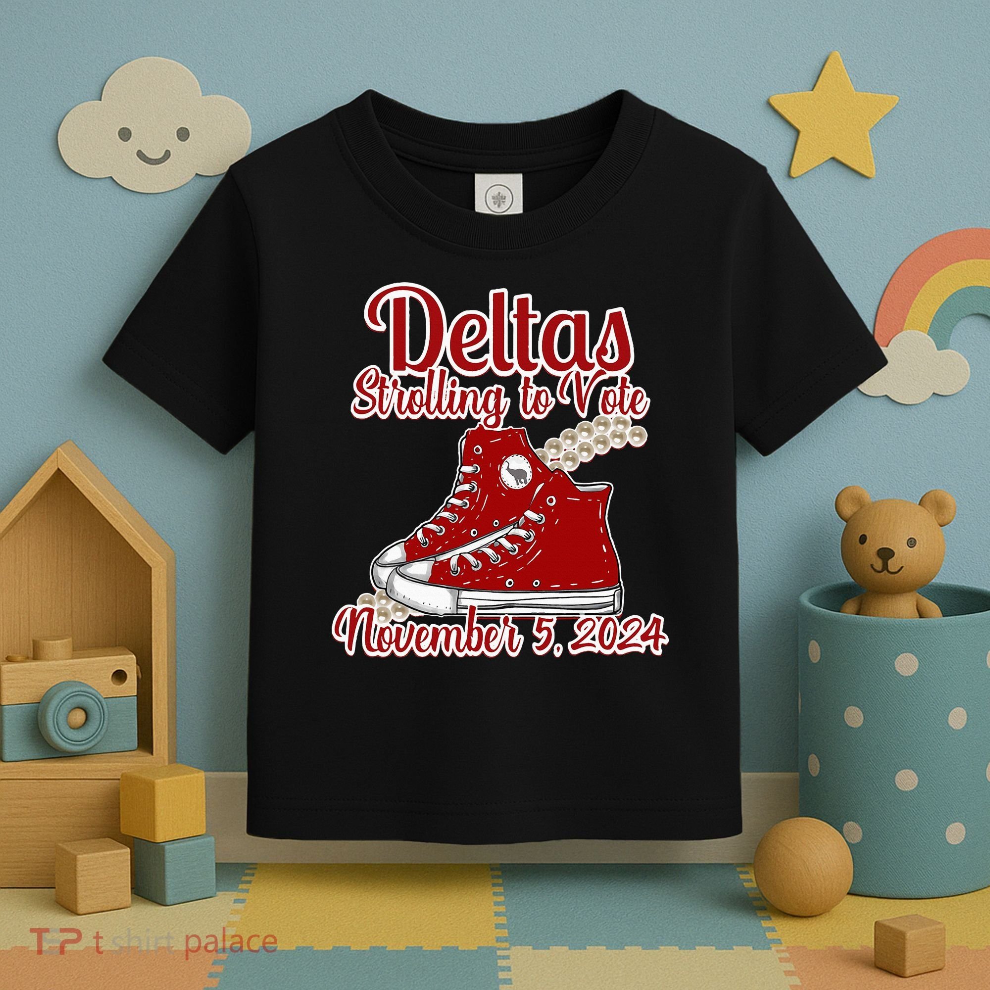 Deltas Strolling To Vote November 5 2024 Chucks And Pearls Toddler T-Shirt