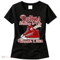 Deltas Strolling To Vote November 5 2024 Chucks And Pearls Women's T-Shirt thumb 0