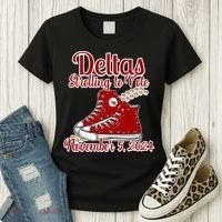 Deltas Strolling To Vote November 5 2024 Chucks And Pearls Women's T-Shirt thumb 3