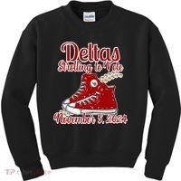 Deltas Strolling To Vote November 5 2024 Chucks And Pearls Kids Sweatshirt thumb 0