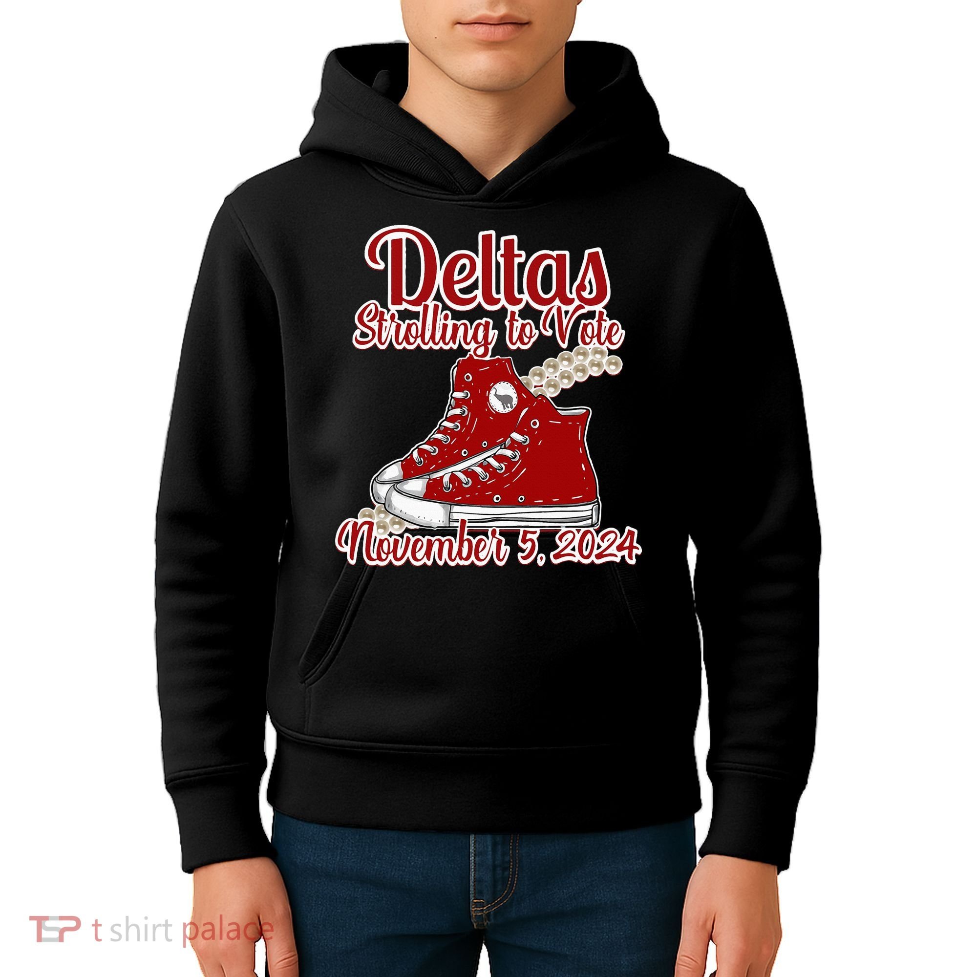 Deltas Strolling To Vote November 5 2024 Chucks And Pearls Kids Hoodie