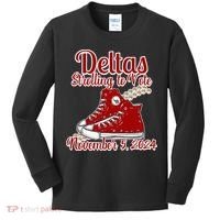 Deltas Strolling To Vote November 5 2024 Chucks And Pearls Kids Long Sleeve Shirt thumb 0