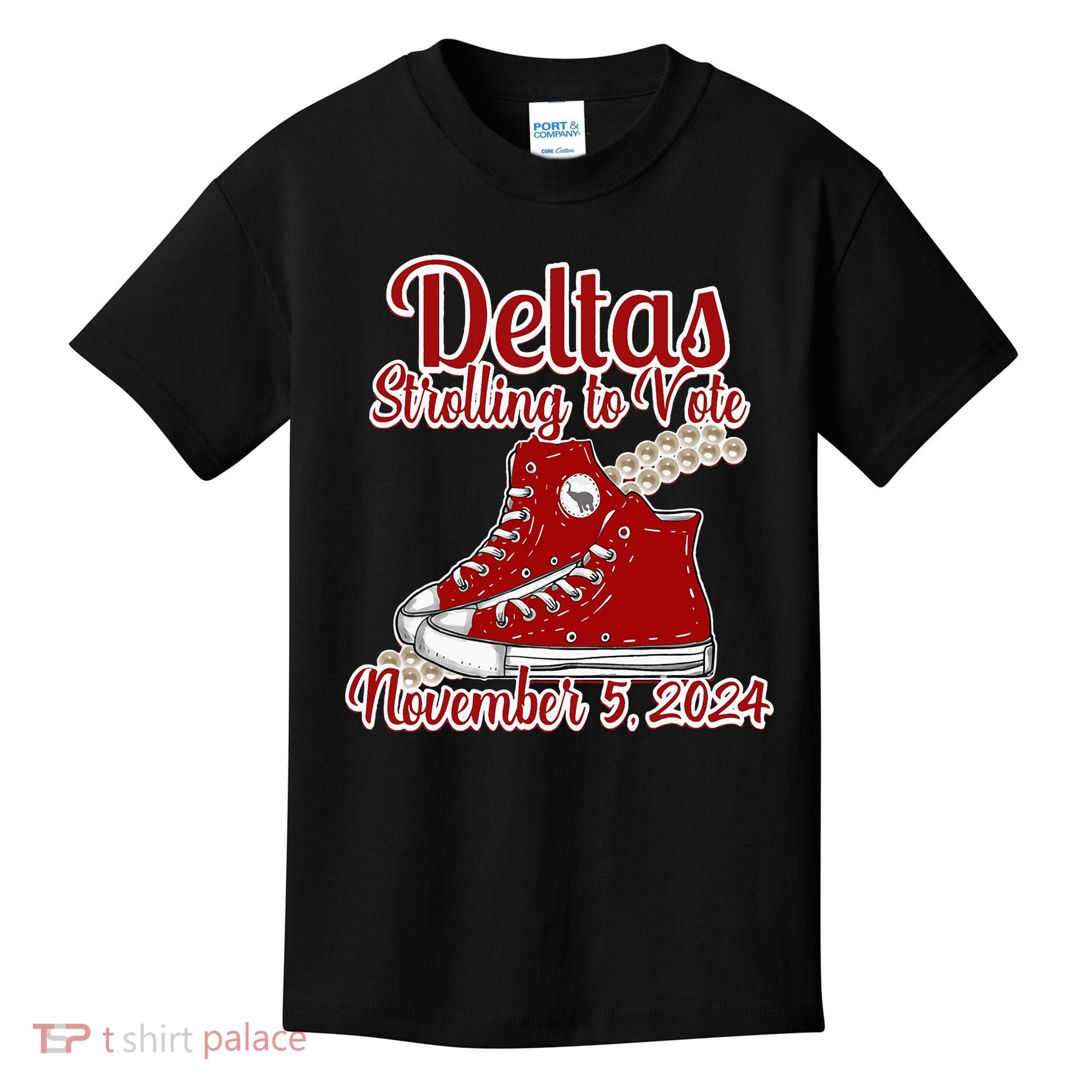 Deltas Strolling To Vote November 5 2024 Chucks And Pearls Kids T-Shirt