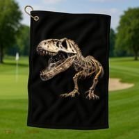 Dinosaur Skeleton T Rex Dino Scary Funny Gift Golf Towel thumb 1