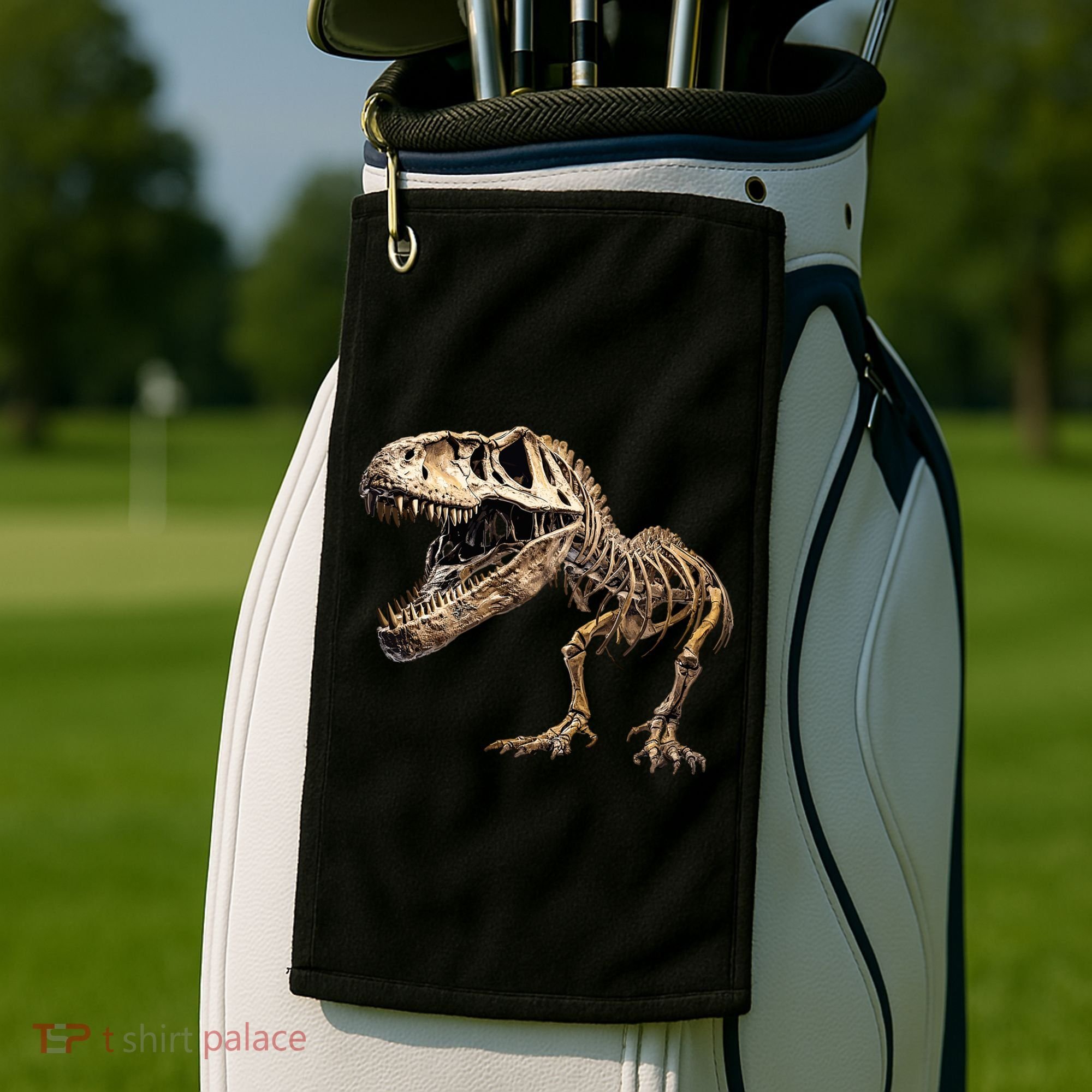 Dinosaur Skeleton T Rex Dino Scary Funny Gift Golf Towel