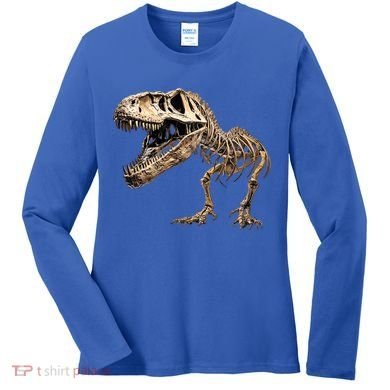 Dinosaur Skeleton T Rex Dino Scary Funny Gift Women's Long Sleeve Shirt