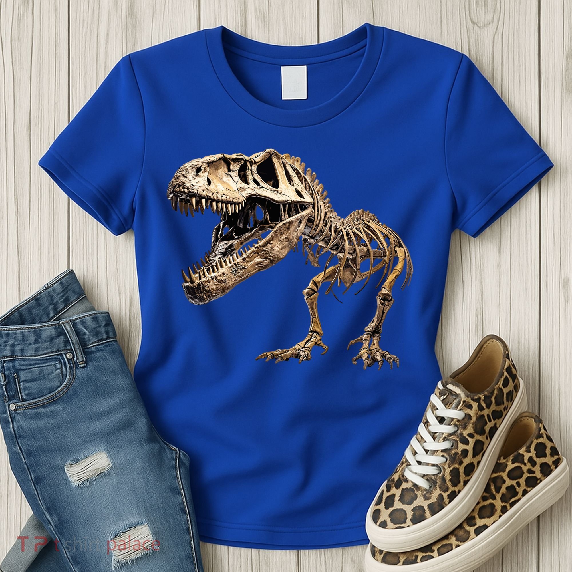 Dinosaur Skeleton T Rex Dino Scary Funny Gift Women's T-Shirt