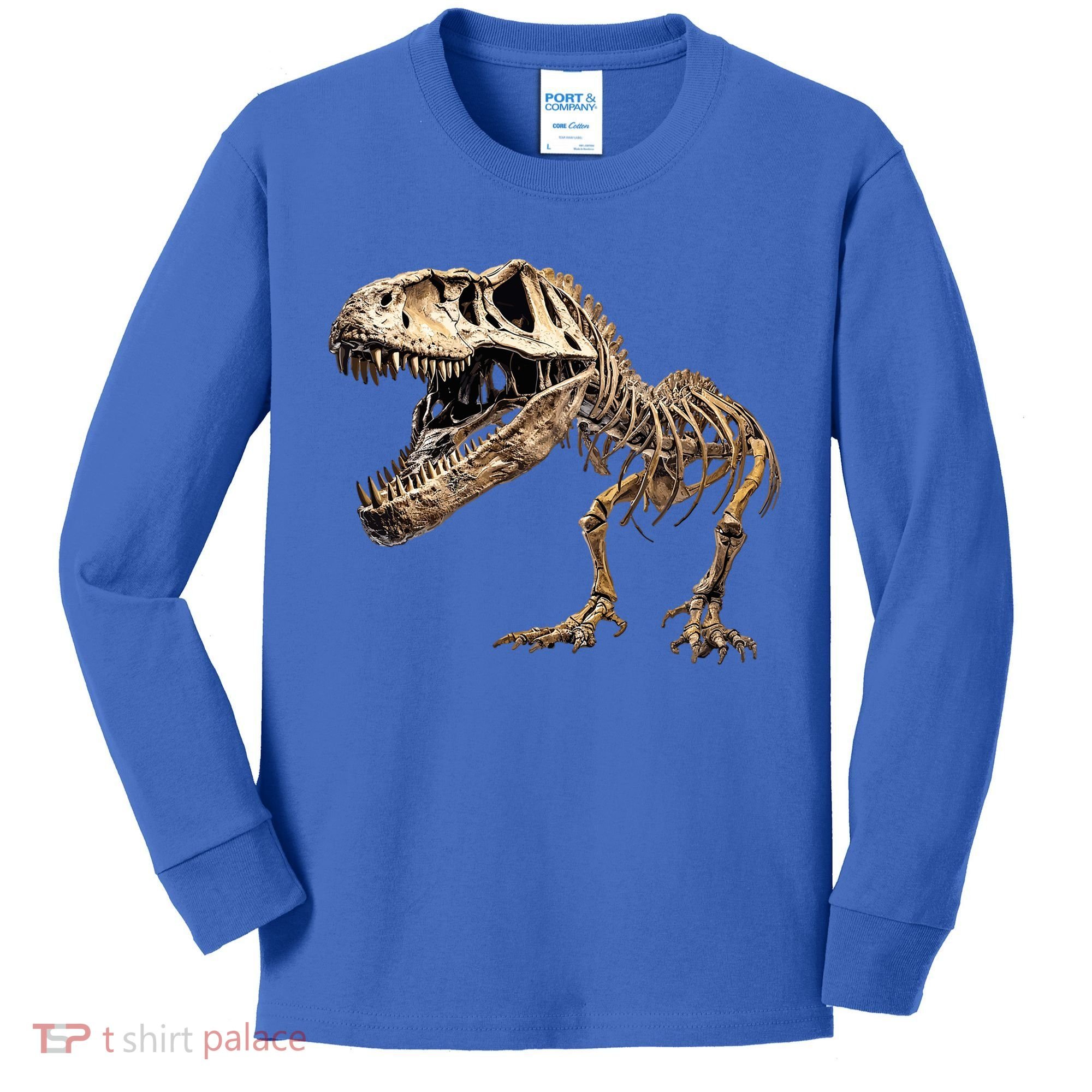 Dinosaur Skeleton T Rex Dino Scary Funny Gift Kids Long Sleeve Shirt