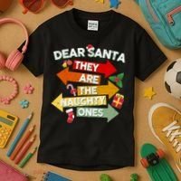 Dear Santa They Are The Naughty Ones Kids T-Shirt thumb 3