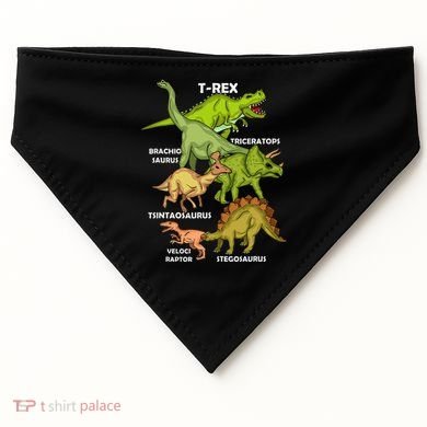 Dinosaur Species T Rex  Triceratops Dinosaur  USA-Made Doggie Bandana