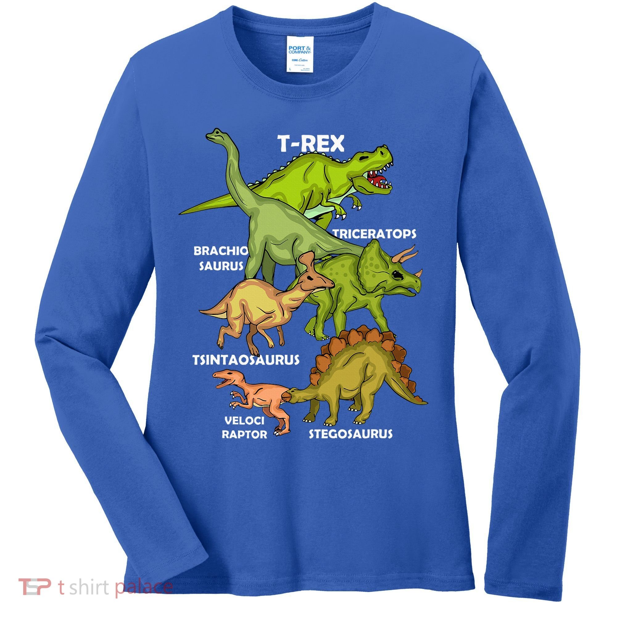 Dinosaur Species T Rex  Triceratops Dinosaur  Women's Long Sleeve Shirt