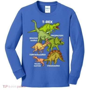 Dinosaur Species T Rex  Triceratops Dinosaur  Kids Long Sleeve Shirt
