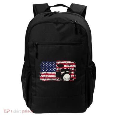 Drum Sets Usa Flag Drummer Music Lover Drumming Backpack