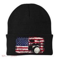 Drum Sets Usa Flag Drummer Music Lover Drumming Beanie thumb 0