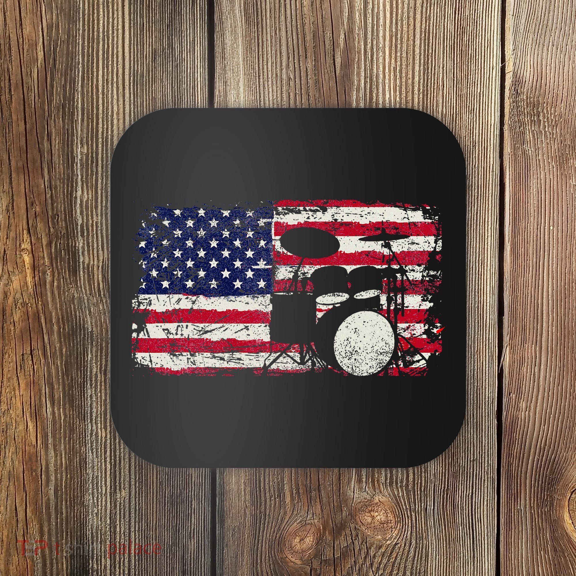 Drum Sets Usa Flag Drummer Music Lover Drumming Coaster