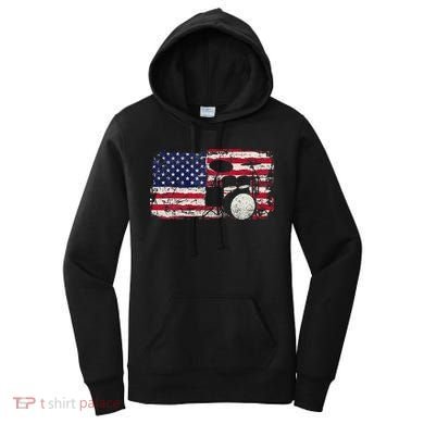 Drum Sets Usa Flag Drummer Music Lover Drumming Women's Hoodie