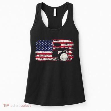 Drum Sets Usa Flag Drummer Music Lover Drumming Women's Tank Top