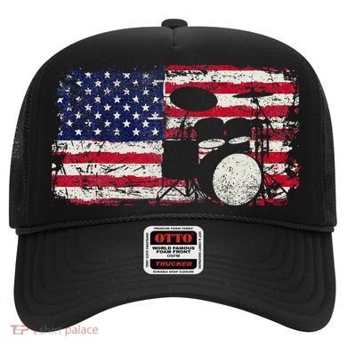Drum Sets Usa Flag Drummer Music Lover Drumming Hat