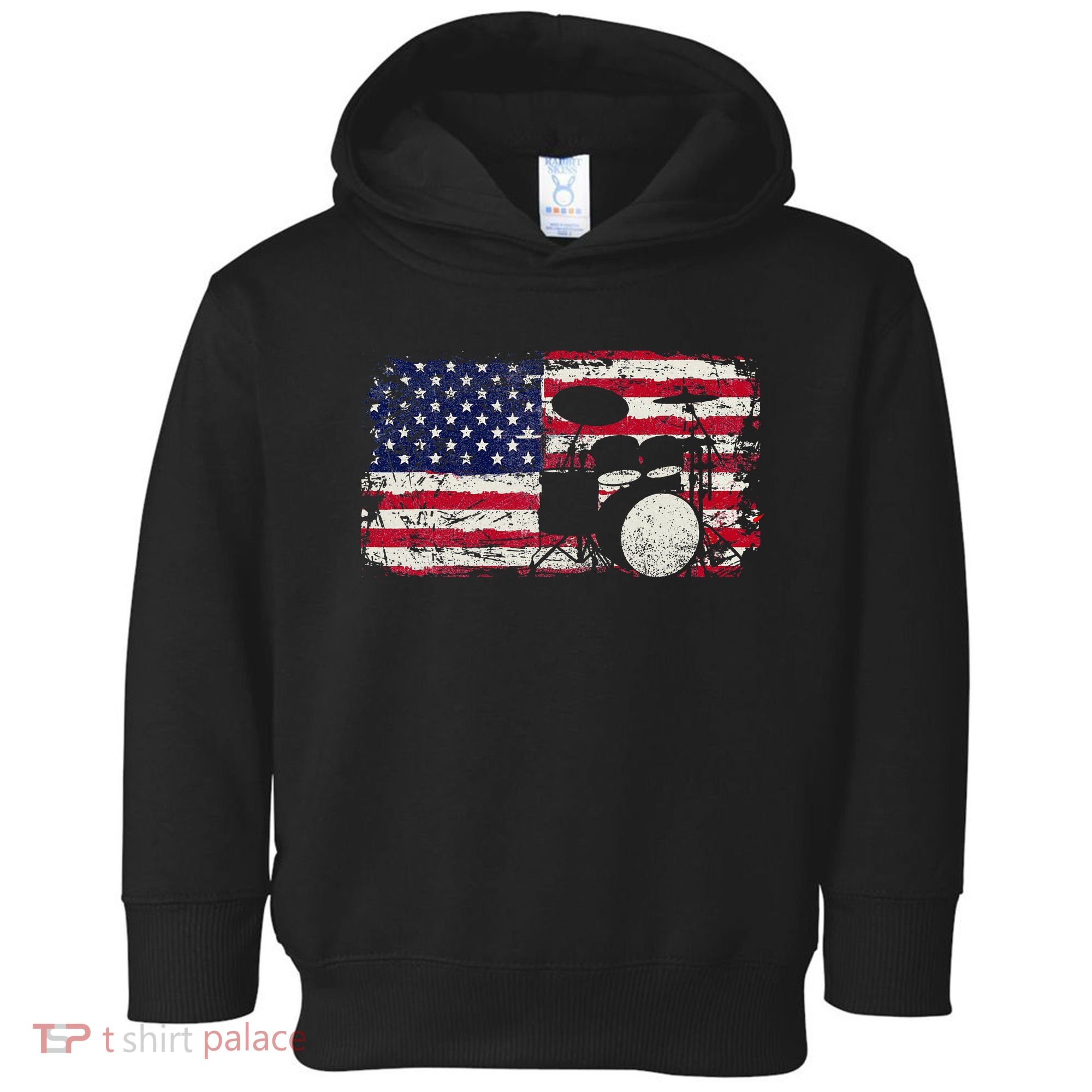 Drum Sets Usa Flag Drummer Music Lover Drumming Toddler Hoodie