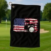 Drum Sets Usa Flag Drummer Music Lover Drumming Golf Towel thumb 1