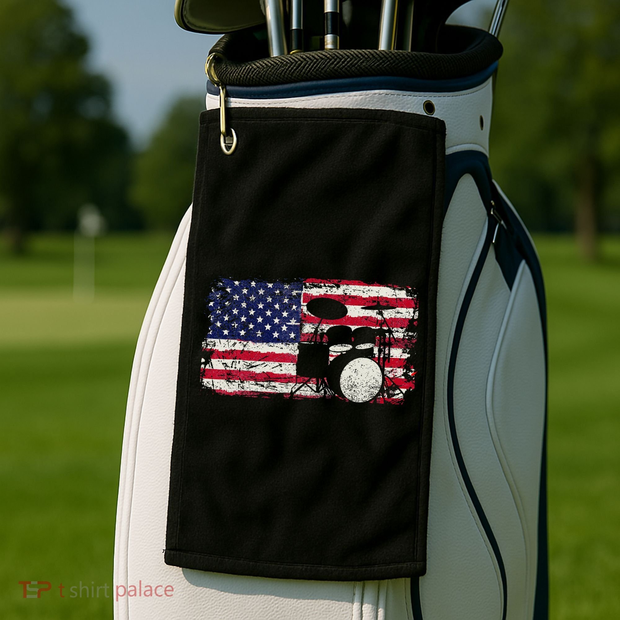 Drum Sets Usa Flag Drummer Music Lover Drumming Golf Towel