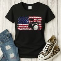 Drum Sets Usa Flag Drummer Music Lover Drumming Women's T-Shirt thumb 3