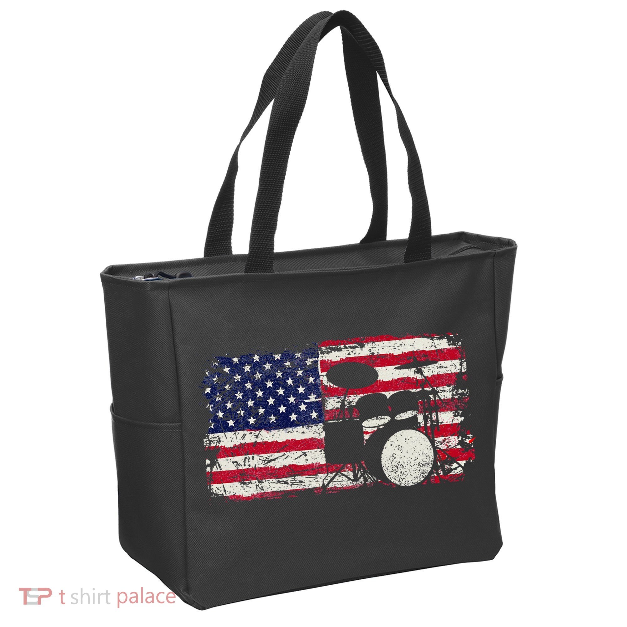 Drum Sets Usa Flag Drummer Music Lover Drumming Tote Bag