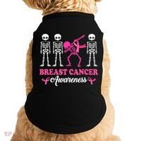 Dabbing Skeleton With Pink Ribbon Breast Cancer Halloween Doggie Tank thumb 0