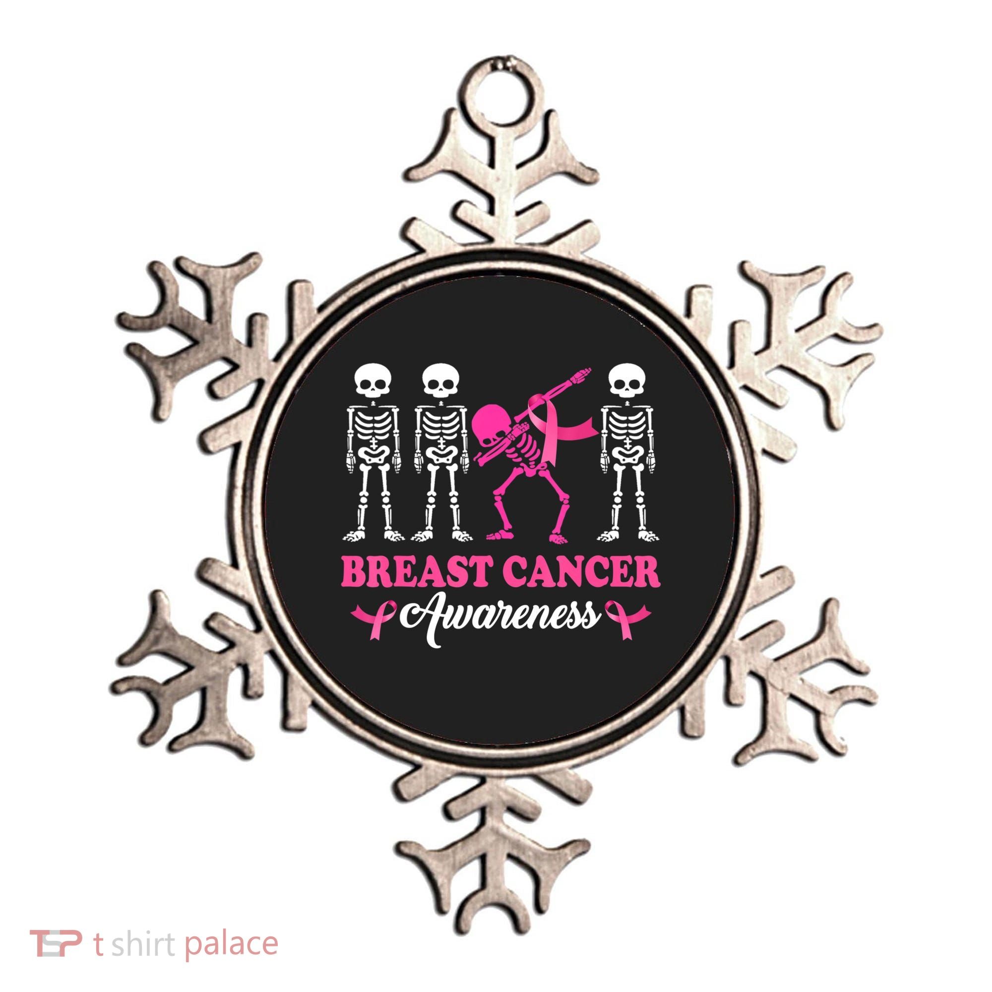 Dabbing Skeleton With Pink Ribbon Breast Cancer Halloween Ornament