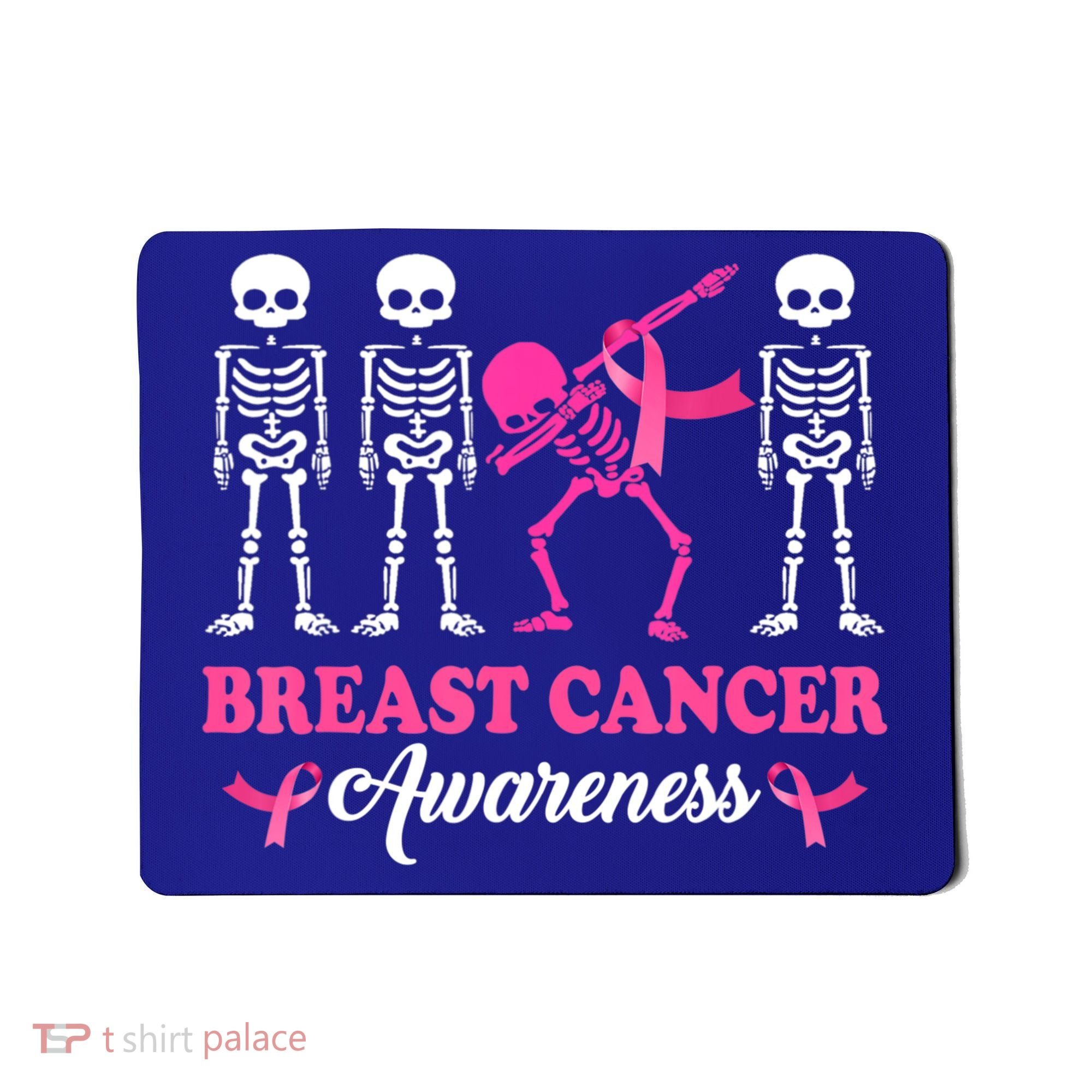 Dabbing Skeleton With Pink Ribbon Breast Cancer Halloween Mousepad