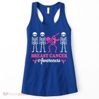 Dabbing Skeleton With Pink Ribbon Breast Cancer Halloween Women's Tank Top thumb 0