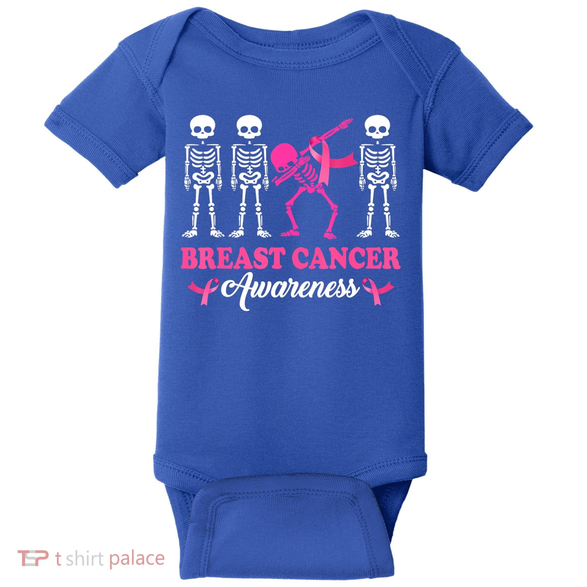Dabbing Skeleton With Pink Ribbon Breast Cancer Halloween Baby Bodysuit