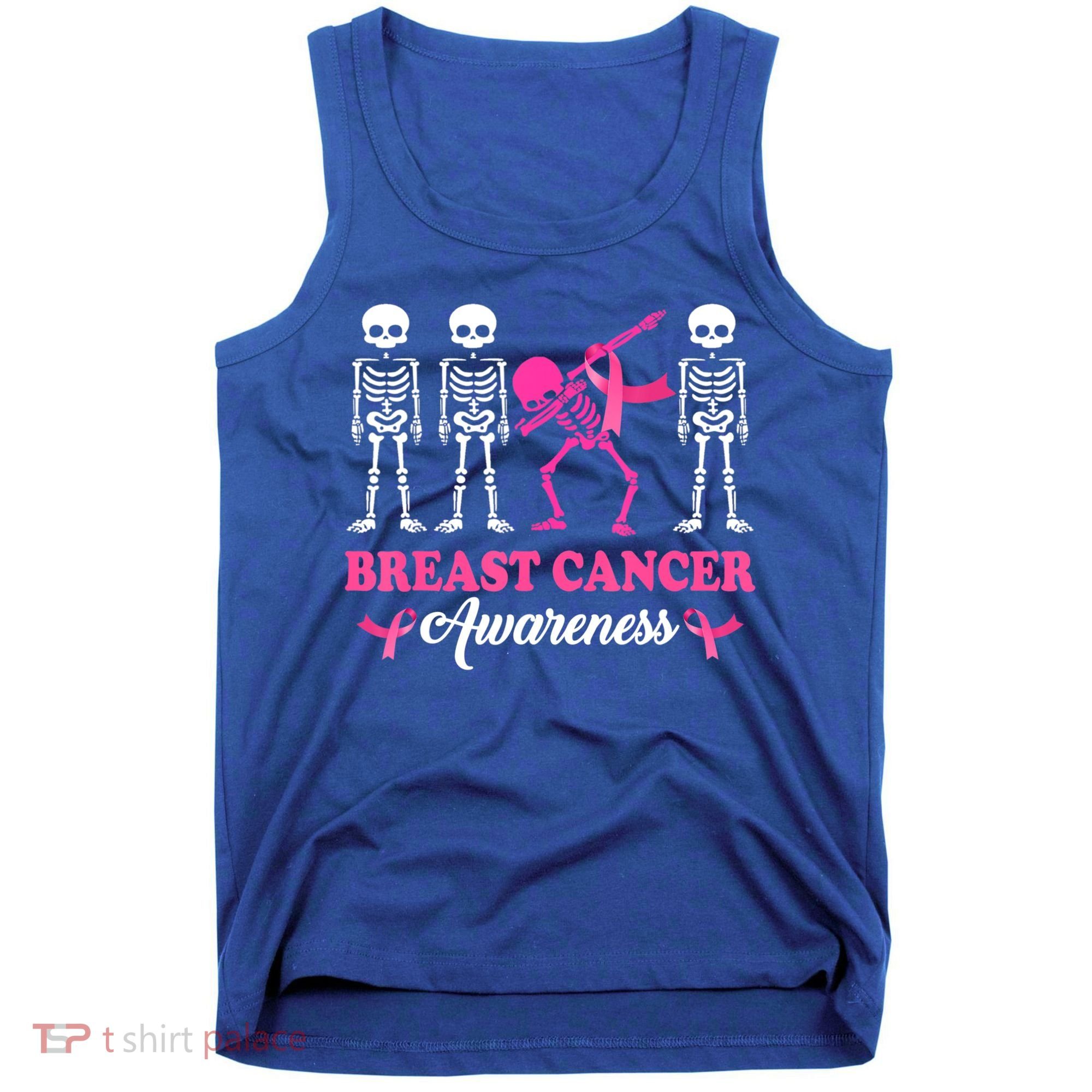 Dabbing Skeleton With Pink Ribbon Breast Cancer Halloween Tank Top
