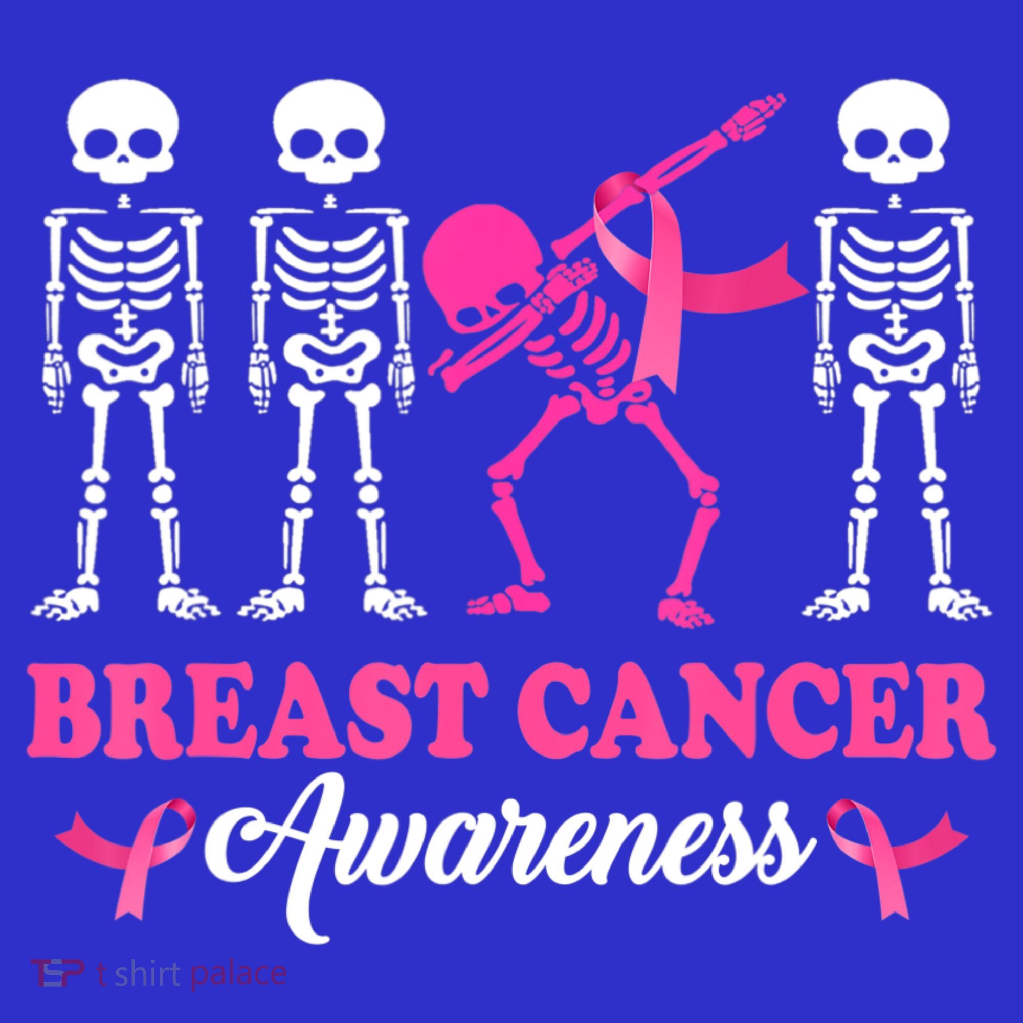 Dabbing Skeleton With Pink Ribbon Breast Cancer Halloween Women's T-Shirt