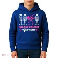 Dabbing Skeleton With Pink Ribbon Breast Cancer Halloween Kids Hoodie thumb 4