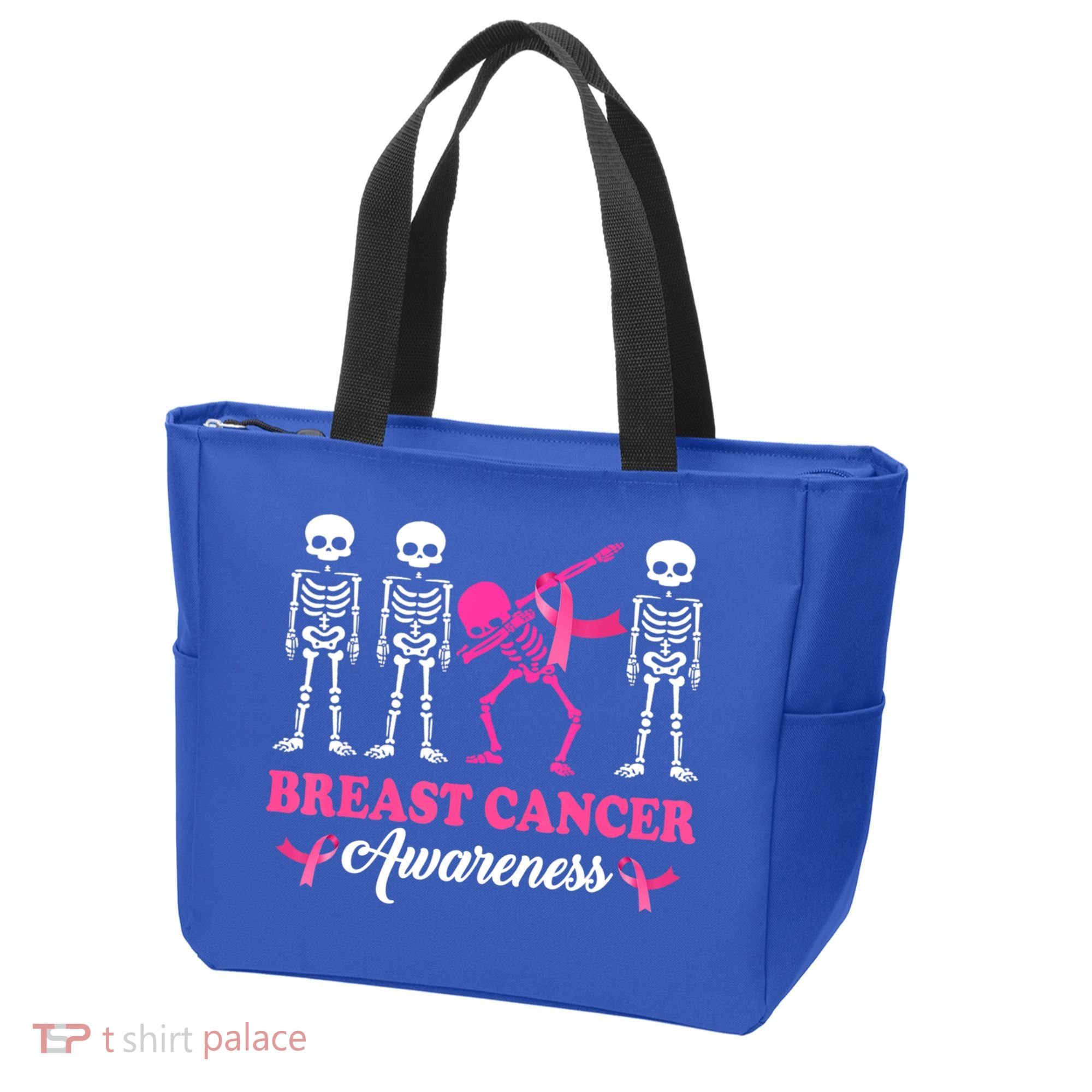 Dabbing Skeleton With Pink Ribbon Breast Cancer Halloween Tote Bag