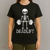 Deadlift Skeleton Workout Bodybuilding Gym Funny Skull T-Shirt thumb 4