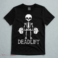 Deadlift Skeleton Workout Bodybuilding Gym Funny Skull T-Shirt thumb 5