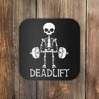 Deadlift Skeleton Workout Bodybuilding Gym Funny Skull Coaster thumb 0