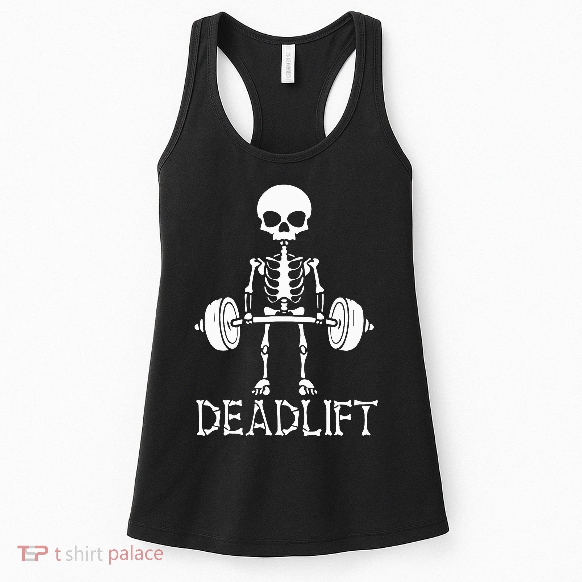 Deadlift Skeleton Workout Bodybuilding Gym Funny Skull Women's Tank Top